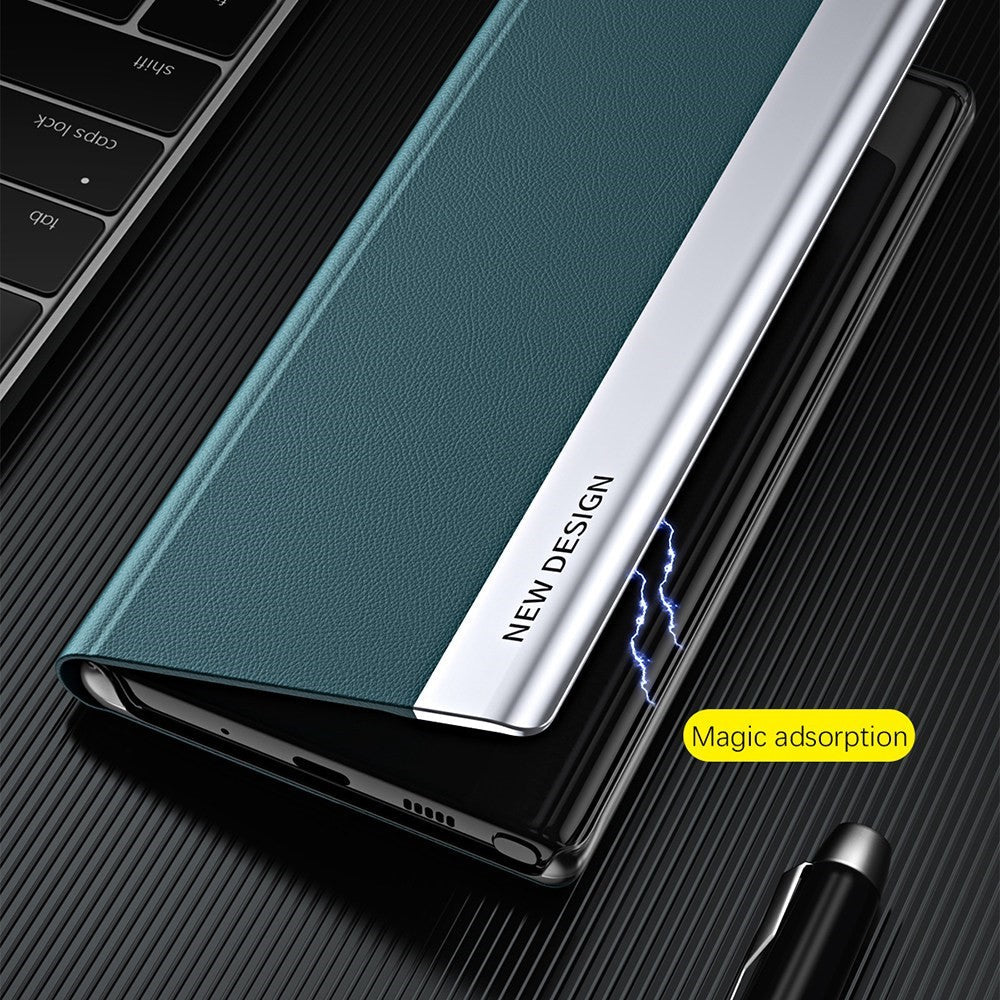 For Samsung Galaxy M53 5G PU Leather Electroplating Stand Function Case Flip Cell Phone Shell - Baby Blue