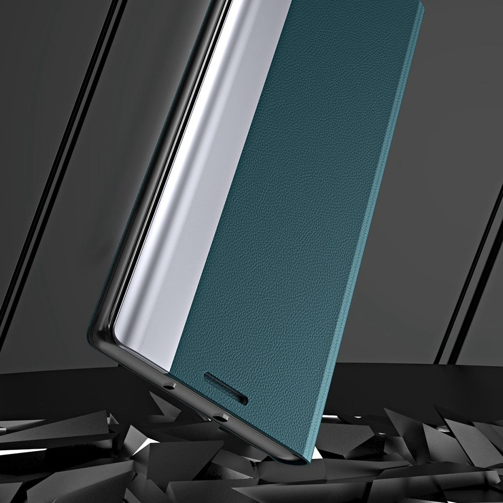 For Samsung Galaxy M53 5G PU Leather Electroplating Stand Function Case Flip Cell Phone Shell - Baby Blue