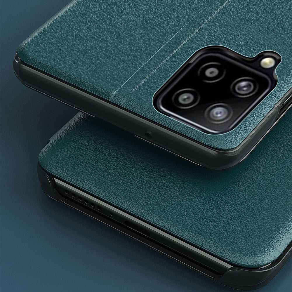 For Samsung Galaxy M53 5G View Window PU Leather Stand Cover All-around Protection Drop-proof Phone Case - Green