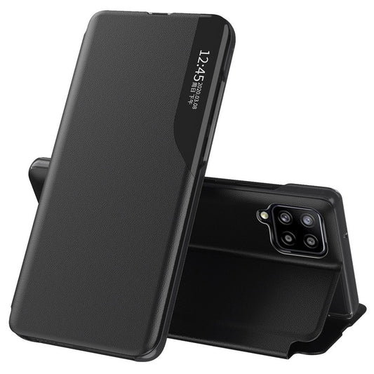 For Samsung Galaxy M53 5G View Window PU Leather Stand Cover All-around Protection Drop-proof Phone Case - Black
