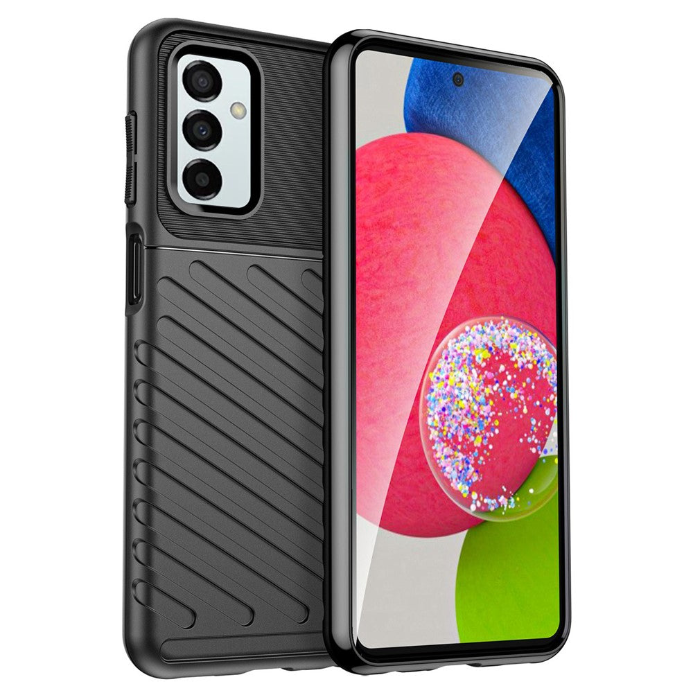 For Samsung Galaxy M23 5G/F23 5G Thunder Series Twill Texture Shockproof TPU Cover Non-Slip Protective Phone Case - Black