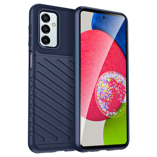 For Samsung Galaxy M23 5G/F23 5G Thunder Series Twill Texture Shockproof TPU Cover Non-Slip Protective Phone Case - Navy Blue