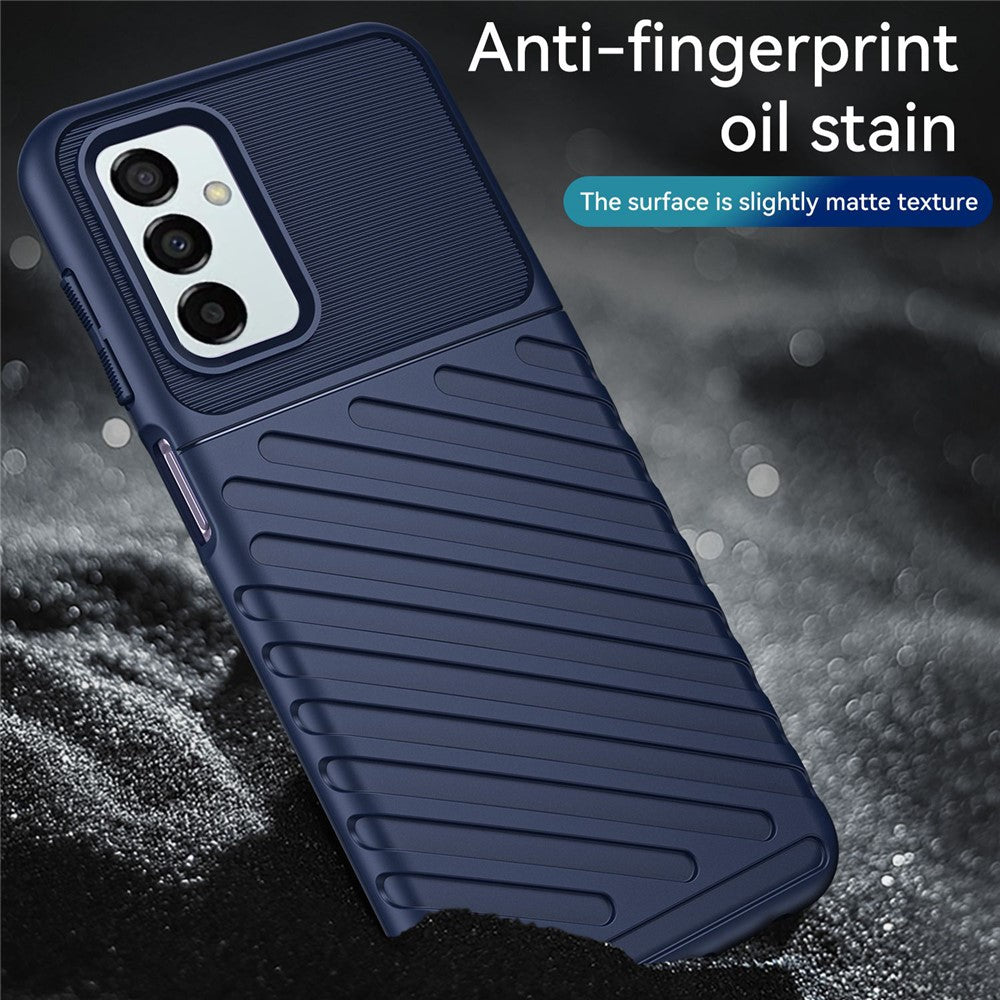 For Samsung Galaxy M23 5G/F23 5G Thunder Series Twill Texture Shockproof TPU Cover Non-Slip Protective Phone Case - Navy Blue