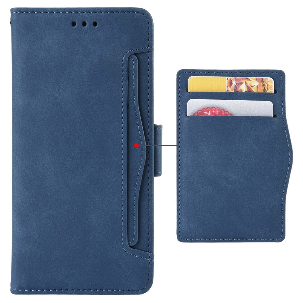 Anti-dust Smartphone Bag Case for Samsung Galaxy M53 5G, Magnetic Flip Wallet Style Stand Shockproof PU Leather Phone Cover - Blue