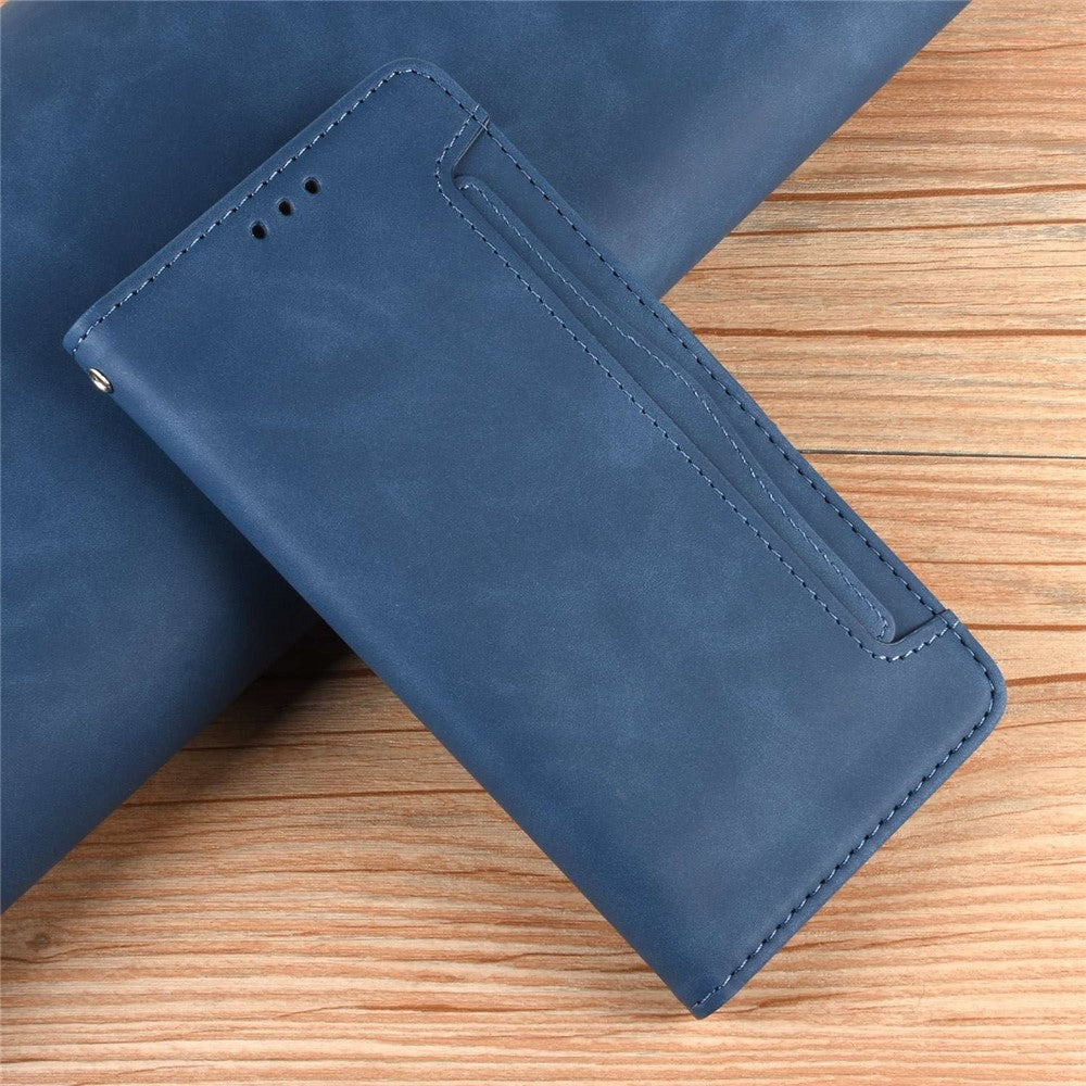 Anti-dust Smartphone Bag Case for Samsung Galaxy M53 5G, Magnetic Flip Wallet Style Stand Shockproof PU Leather Phone Cover - Blue
