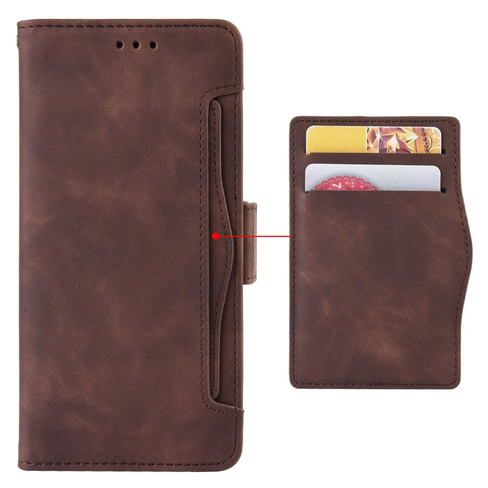 For Samsung Galaxy M33 5G (Global Version) Flip Wallet Case PU Leather Multiple Card Slots Stand Magnetic Closure Shockproof Folio Cover - Brown