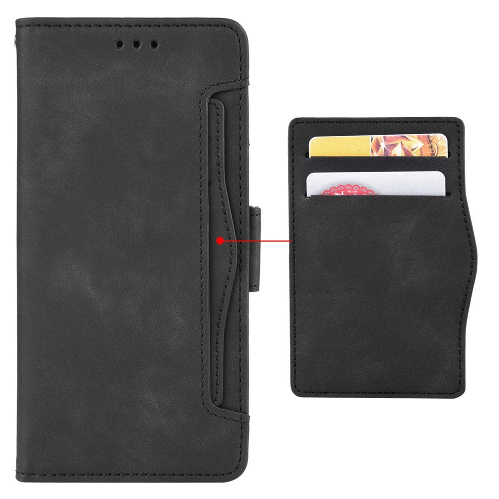 For Samsung Galaxy M33 5G (Global Version) Flip Wallet Case PU Leather Multiple Card Slots Stand Magnetic Closure Shockproof Folio Cover - Black
