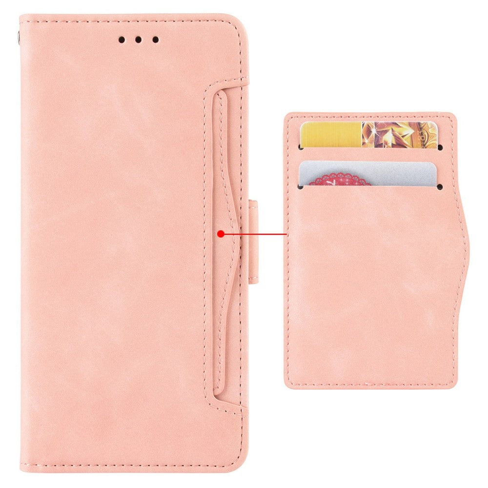 For Samsung Galaxy M33 5G (Global Version) Flip Wallet Case PU Leather Multiple Card Slots Stand Magnetic Closure Shockproof Folio Cover - Pink