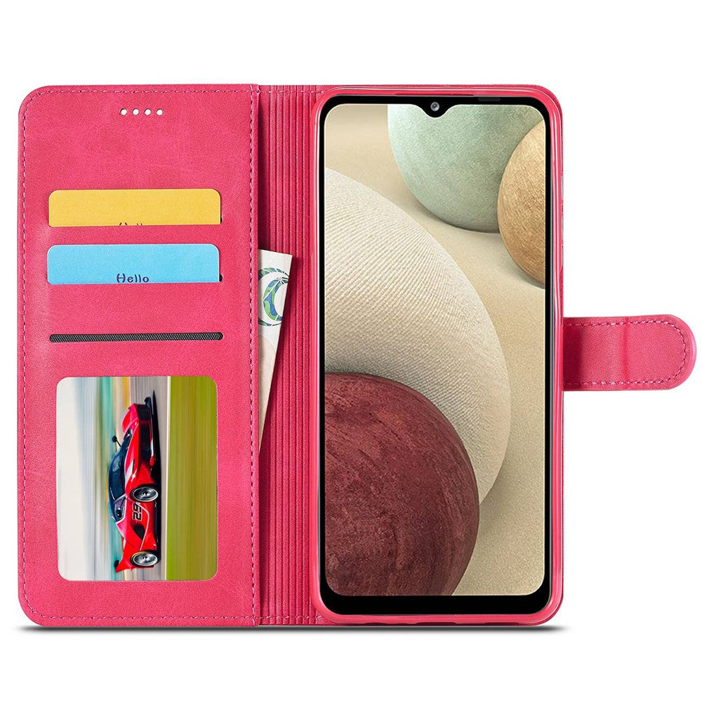 LC.IMEEKE Flip Phone Cover for Samsung Galaxy M53 5G, PU Leather TPU Shockproof Shell Folding Stand Folio Case - Red