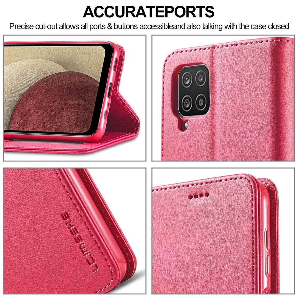 LC.IMEEKE Flip Phone Cover for Samsung Galaxy M53 5G, PU Leather TPU Shockproof Shell Folding Stand Folio Case - Red