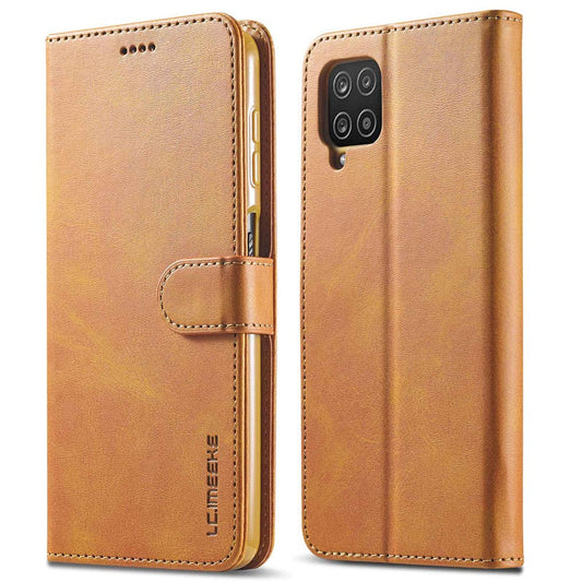 LC.IMEEKE Flip Phone Cover for Samsung Galaxy M53 5G, PU Leather TPU Shockproof Shell Folding Stand Folio Case - Light Brown