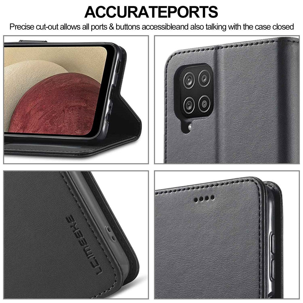 LC.IMEEKE Flip Phone Cover for Samsung Galaxy M53 5G, PU Leather TPU Shockproof Shell Folding Stand Folio Case - Black