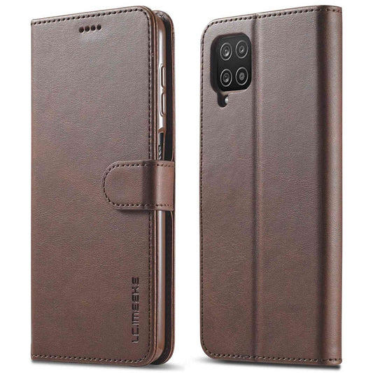 LC.IMEEKE Flip Phone Cover for Samsung Galaxy M53 5G, PU Leather TPU Shockproof Shell Folding Stand Folio Case - Brown
