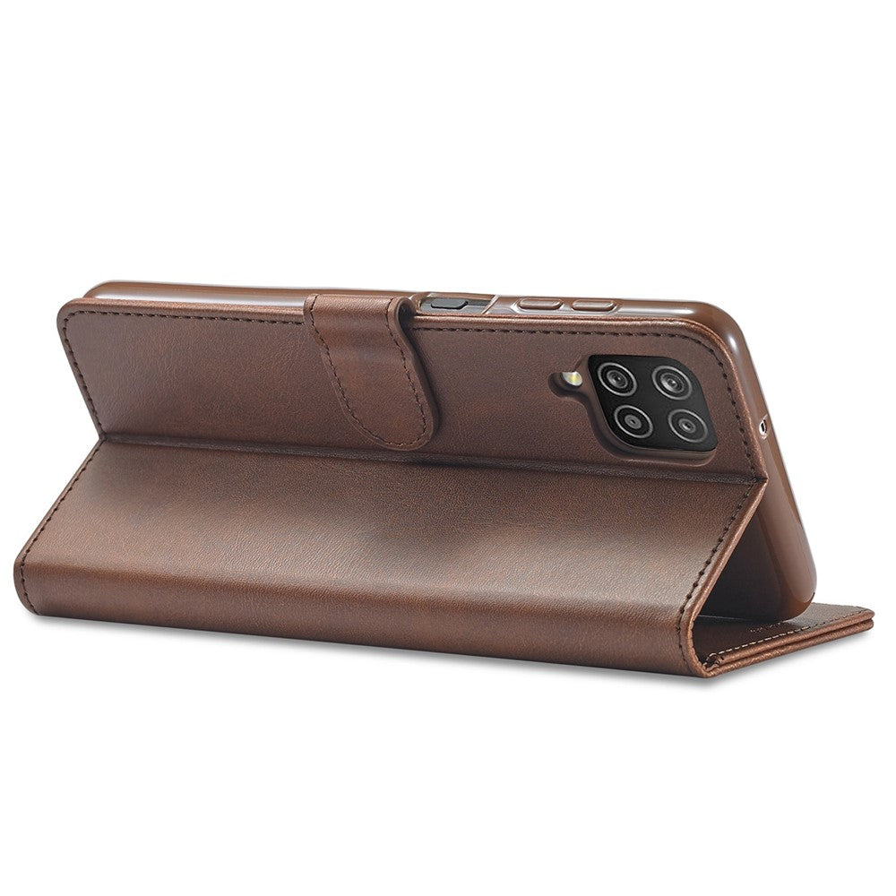 LC.IMEEKE Flip Phone Cover for Samsung Galaxy M53 5G, PU Leather TPU Shockproof Shell Folding Stand Folio Case - Brown