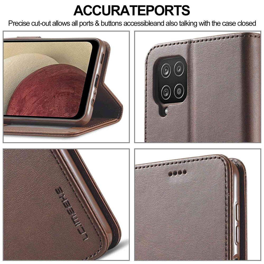 LC.IMEEKE Flip Phone Cover for Samsung Galaxy M53 5G, PU Leather TPU Shockproof Shell Folding Stand Folio Case - Brown