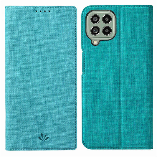 VILI DMX Series for Samsung Galaxy M33 5G (Global Version) Stand Phone Case PU Leather Phone Shell Hands-free Anti-drop Cover with Card Holder - Blue