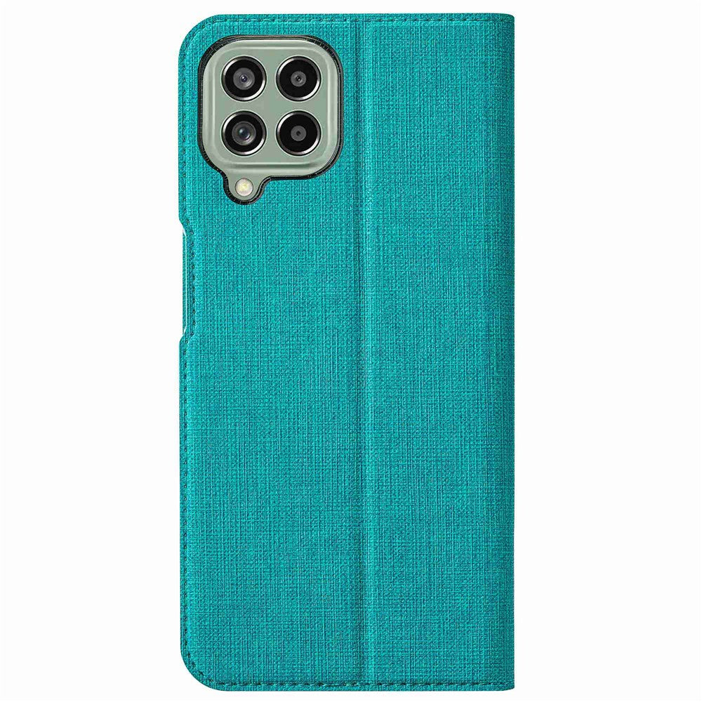 VILI DMX Series for Samsung Galaxy M33 5G (Global Version) Stand Phone Case PU Leather Phone Shell Hands-free Anti-drop Cover with Card Holder - Blue