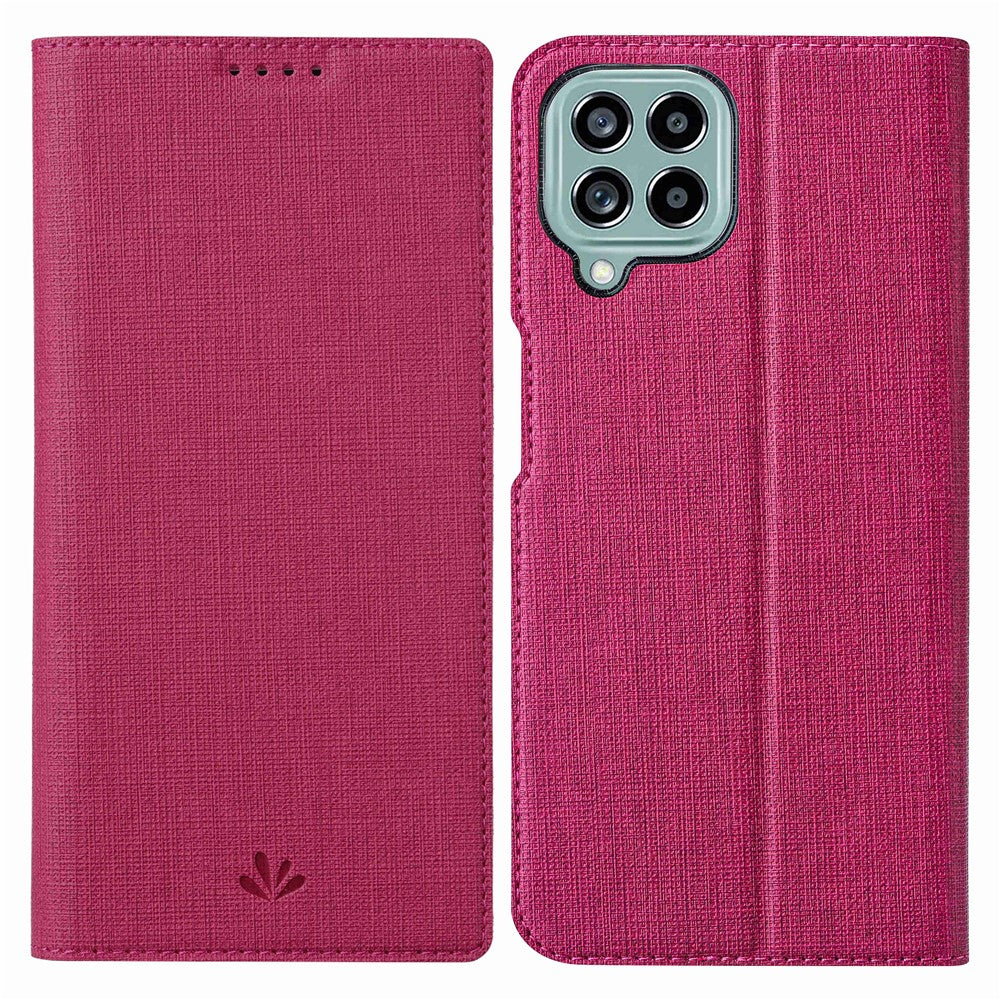 VILI DMX Series for Samsung Galaxy M33 5G (Global Version) Stand Phone Case PU Leather Phone Shell Hands-free Anti-drop Cover with Card Holder - Rose