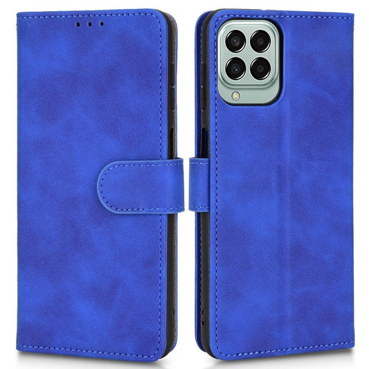 For Samsung Galaxy M33 5G (Global Version) PU Leather Wallet Case Stand Magnetic Closure Skin-touch Feeling Shockproof Flip Cover - Blue