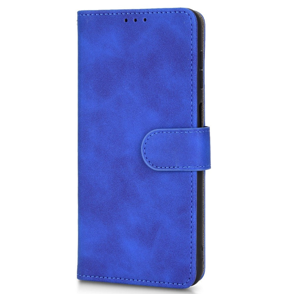 For Samsung Galaxy M33 5G (Global Version) PU Leather Wallet Case Stand Magnetic Closure Skin-touch Feeling Shockproof Flip Cover - Blue