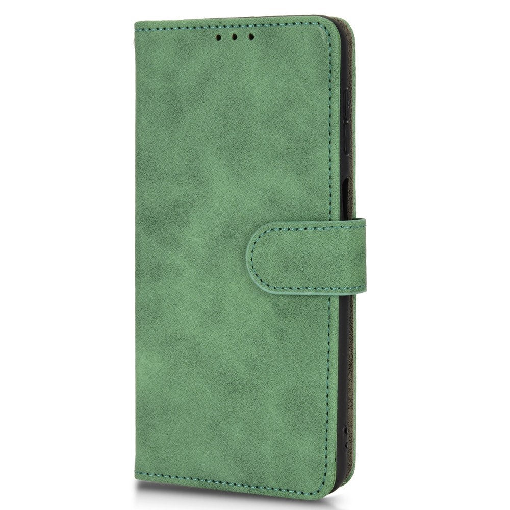 For Samsung Galaxy M33 5G (Global Version) PU Leather Wallet Case Stand Magnetic Closure Skin-touch Feeling Shockproof Flip Cover - Green