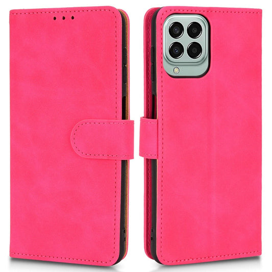 For Samsung Galaxy M33 5G (Global Version) PU Leather Wallet Case Stand Magnetic Closure Skin-touch Feeling Shockproof Flip Cover - Rose