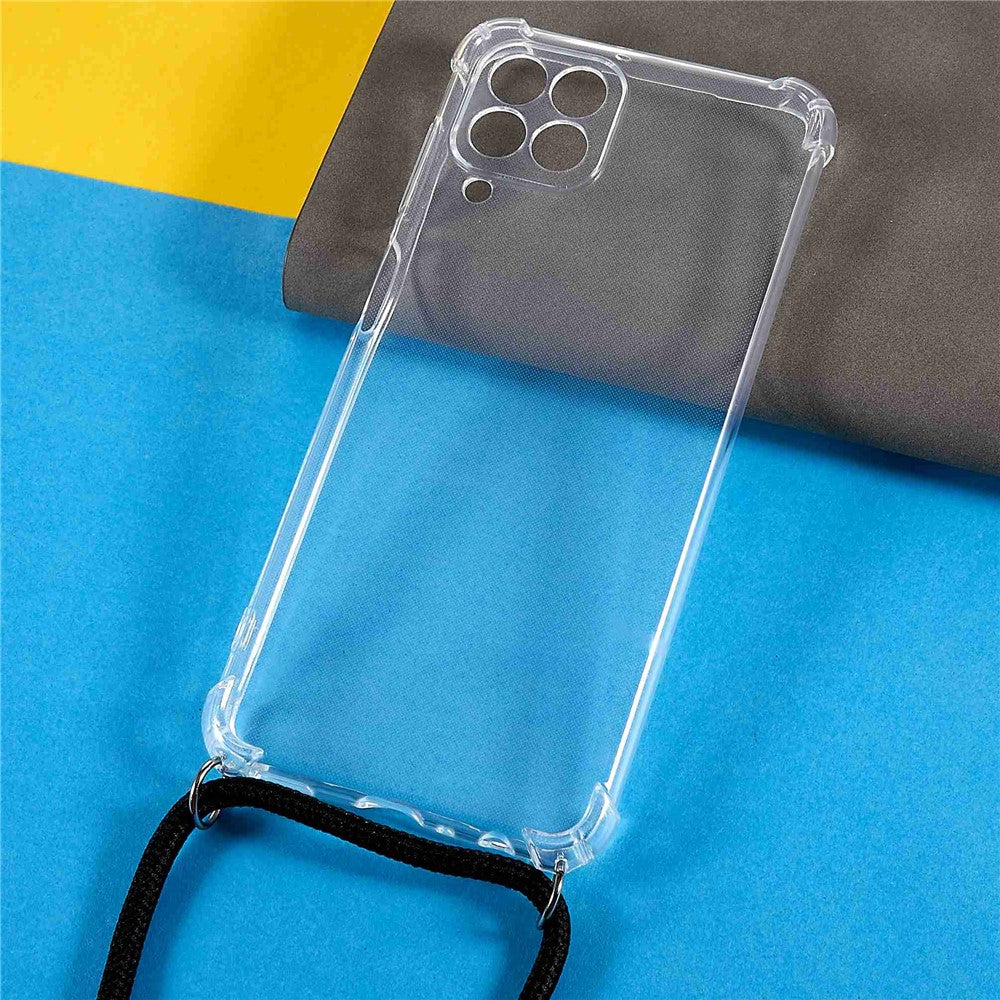 For Samsung Galaxy M33 5G (Global Version) Anti-drop Enhanced Corner Transparent TPU Phone Case with Lanyard