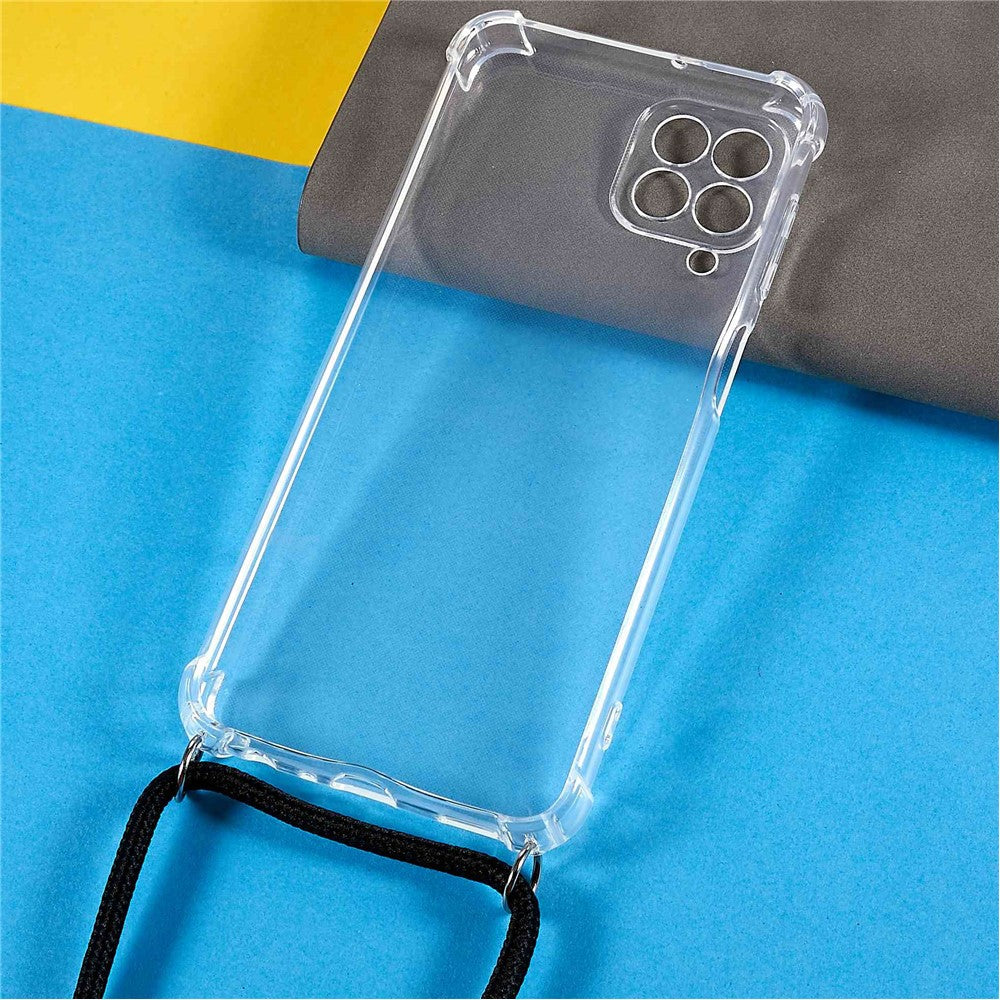 For Samsung Galaxy M33 5G (Global Version) Anti-drop Enhanced Corner Transparent TPU Phone Case with Lanyard