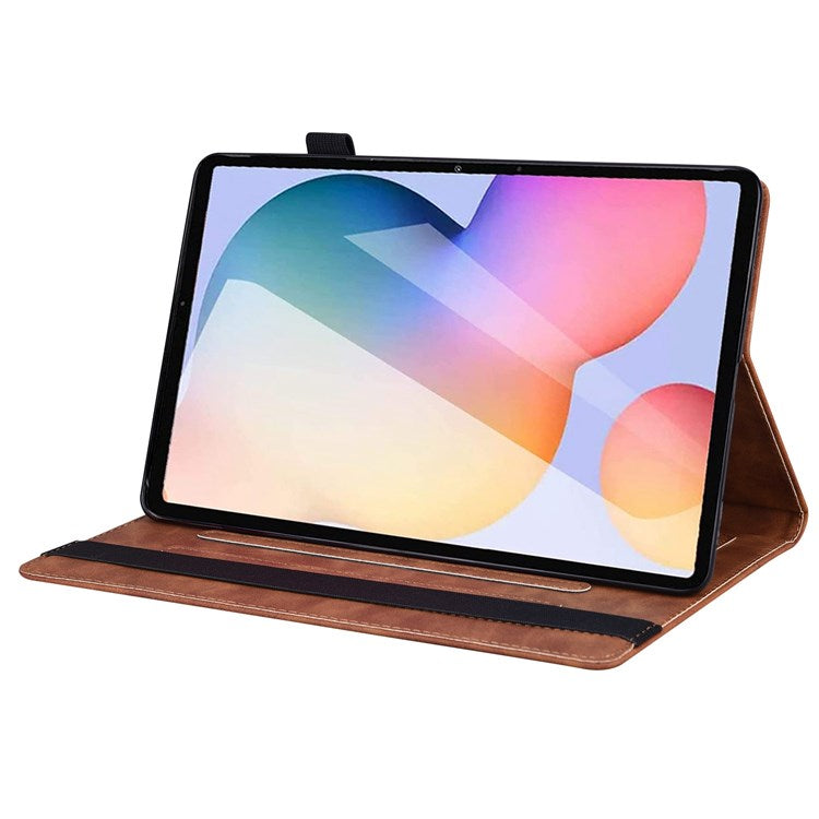For Samsung Galaxy Tab S6 Lite (2020) / (2022) / (2024) Wear-resistant Tablet Case PU Leather Stand Wallet Folio Flip Shell with Pencil Holder - Brown