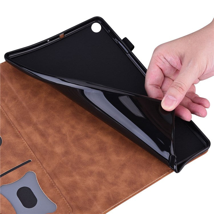For Samsung Galaxy Tab S6 Lite (2020) / (2022) / (2024) Wear-resistant Tablet Case PU Leather Stand Wallet Folio Flip Shell with Pencil Holder - Brown