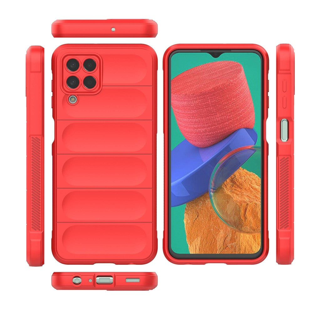 For Samsung Galaxy M33 5G (Global Version) Rugged Soft TPU Back Cover Anti-fall Mobile Phone Case - Red