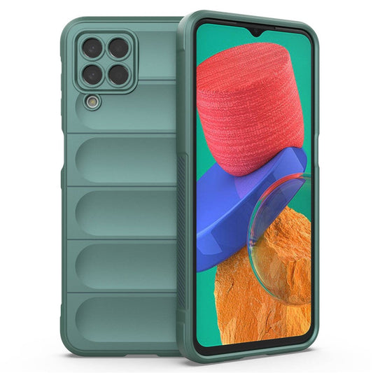 For Samsung Galaxy M33 5G (Global Version) Rugged Soft TPU Back Cover Anti-fall Mobile Phone Case - Green