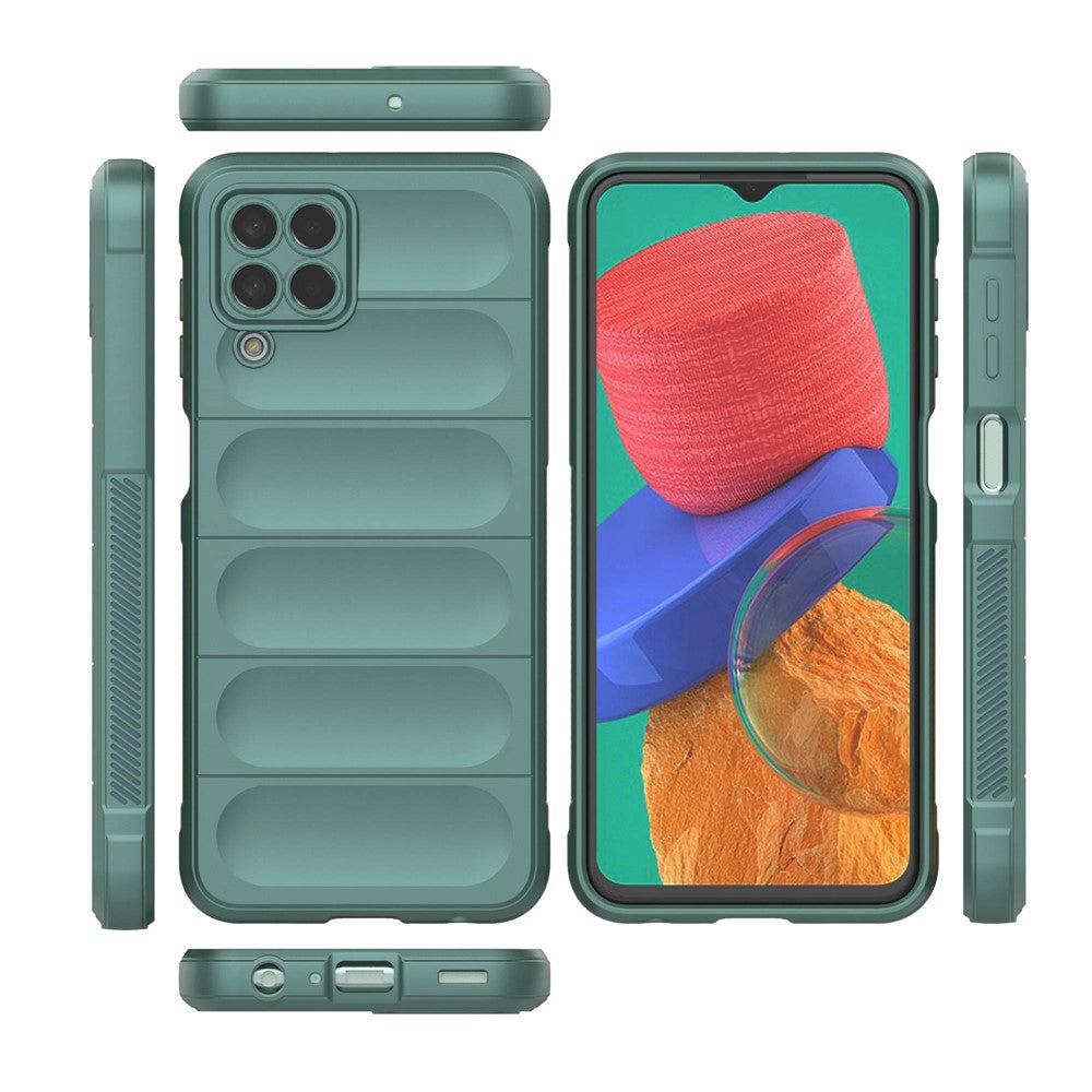 For Samsung Galaxy M33 5G (Global Version) Rugged Soft TPU Back Cover Anti-fall Mobile Phone Case - Green