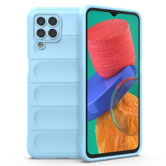 For Samsung Galaxy M33 5G (Global Version) Rugged Soft TPU Back Cover Anti-fall Mobile Phone Case - Baby Blue