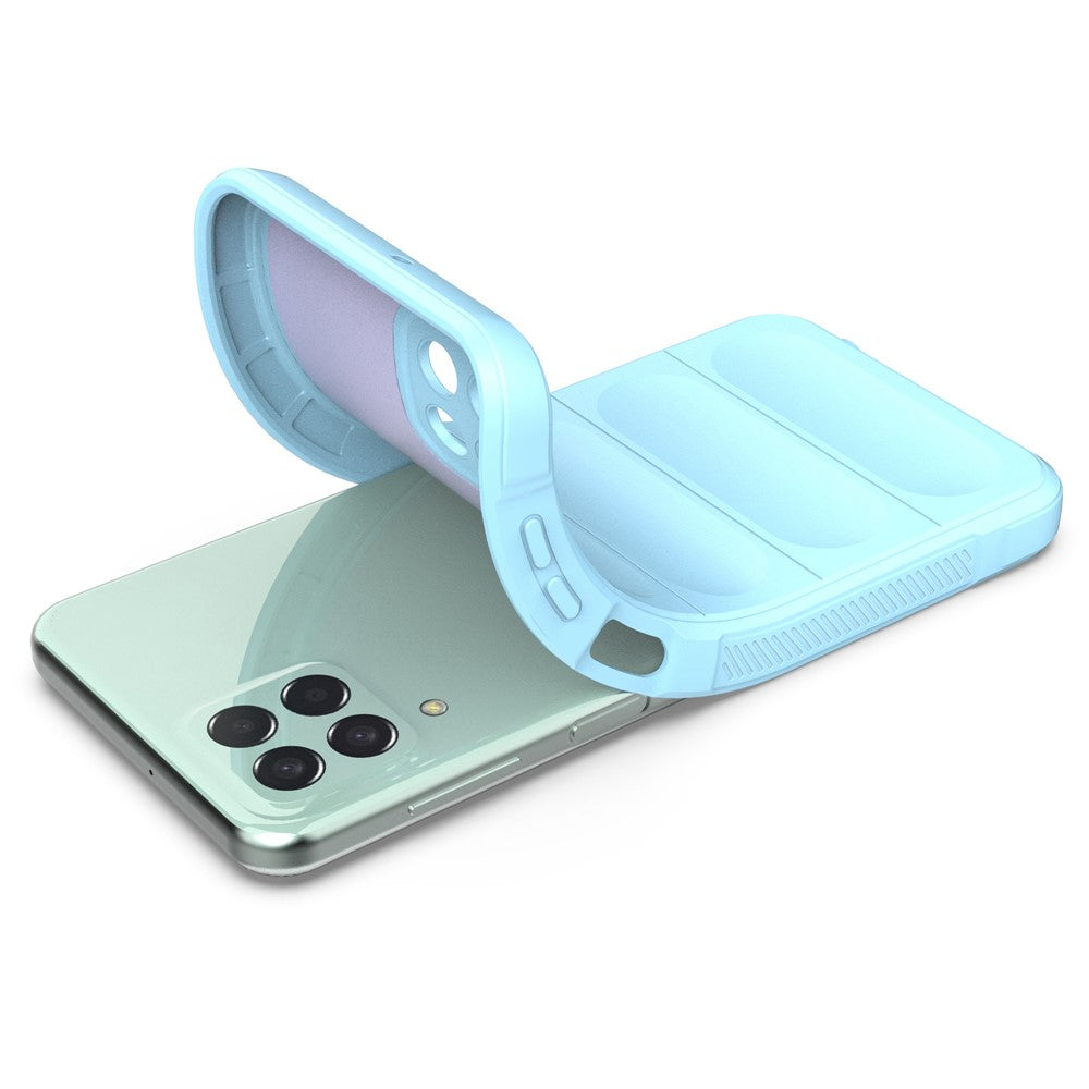 For Samsung Galaxy M33 5G (Global Version) Rugged Soft TPU Back Cover Anti-fall Mobile Phone Case - Baby Blue