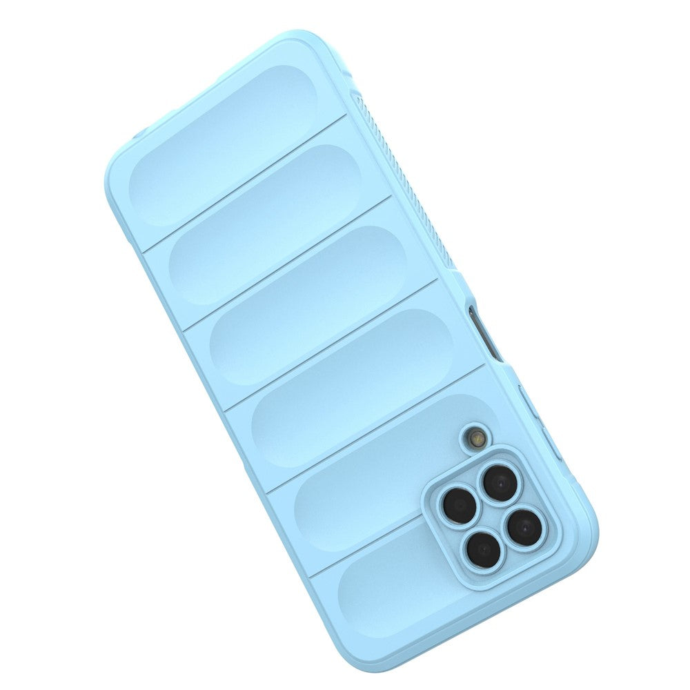 For Samsung Galaxy M33 5G (Global Version) Rugged Soft TPU Back Cover Anti-fall Mobile Phone Case - Baby Blue