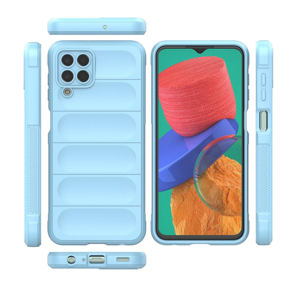 For Samsung Galaxy M33 5G (Global Version) Rugged Soft TPU Back Cover Anti-fall Mobile Phone Case - Baby Blue
