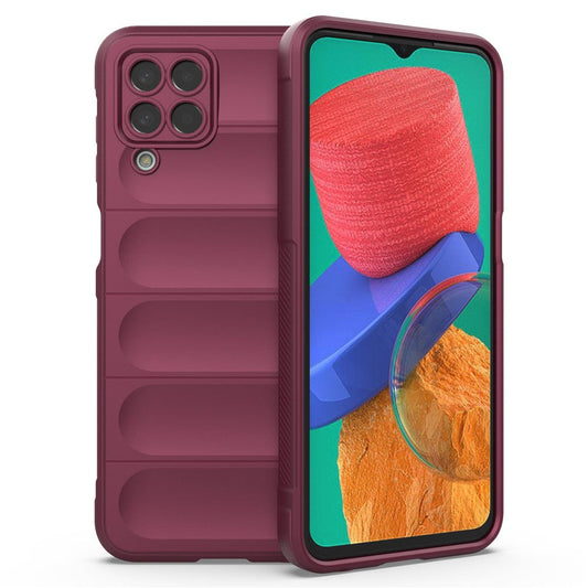 For Samsung Galaxy M33 5G (Global Version) Rugged Soft TPU Back Cover Anti-fall Mobile Phone Case - Wine Red