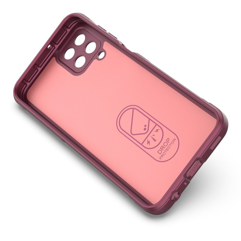 For Samsung Galaxy M33 5G (Global Version) Rugged Soft TPU Back Cover Anti-fall Mobile Phone Case - Wine Red