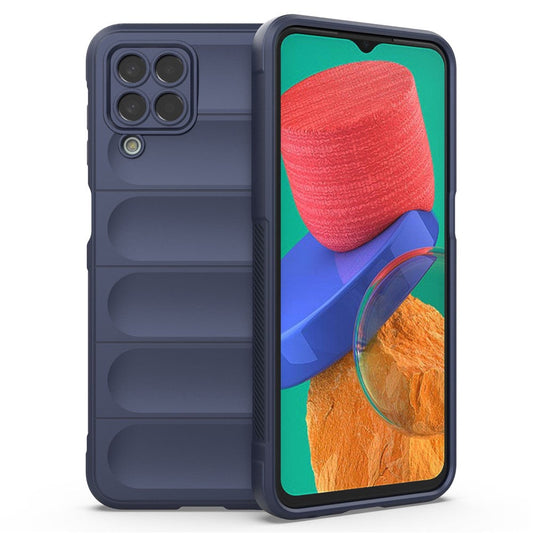 For Samsung Galaxy M33 5G (Global Version) Rugged Soft TPU Back Cover Anti-fall Mobile Phone Case - Dark Blue