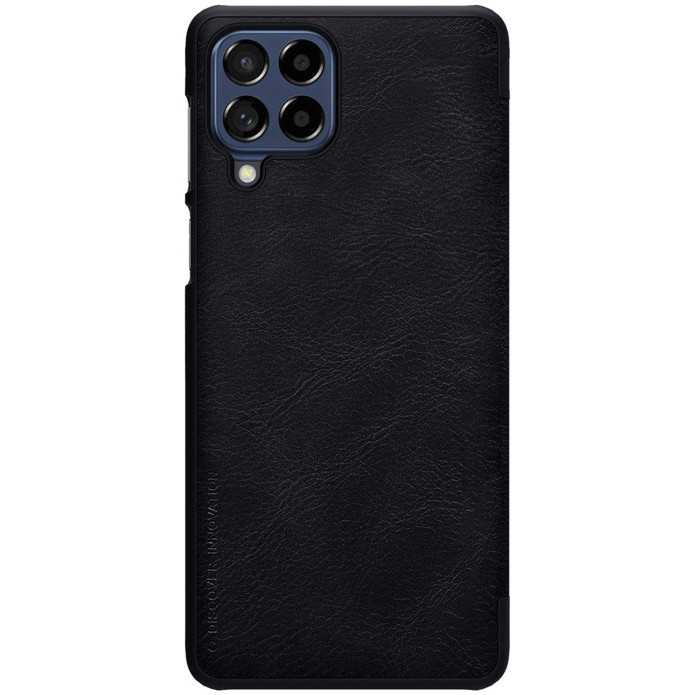 NILLKIN Qin Series for Samsung Galaxy M53 5G Scratch-resistant Anti-fall Card Holder PU Leather Shell Phone Case - Black