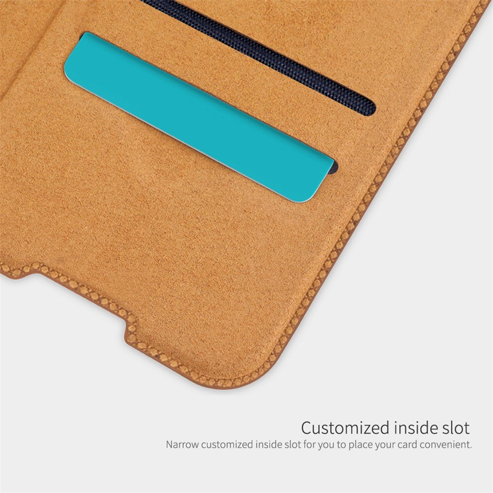NILLKIN Qin Series for Samsung Galaxy M53 5G Scratch-resistant Anti-fall Card Holder PU Leather Shell Phone Case - Brown