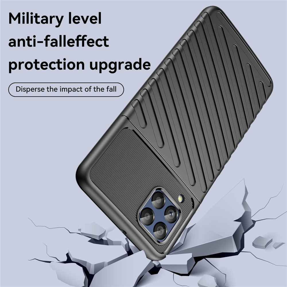 For Samsung Galaxy M53 5G Thunder Series Anti-wear Anti-fall Protective Cover Twill Texture TPU Non-slip Phone Case - Black
