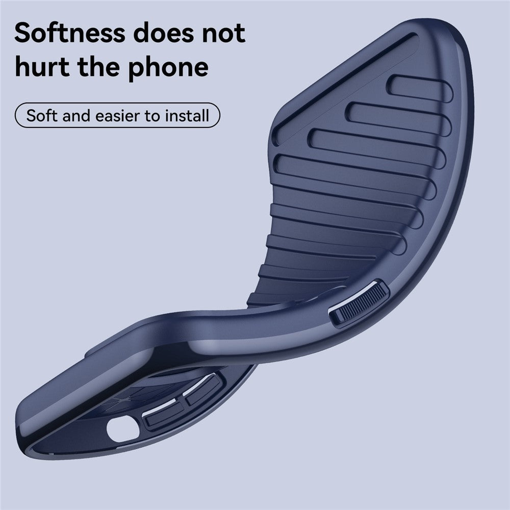 For Samsung Galaxy M53 5G Thunder Series Anti-wear Anti-fall Protective Cover Twill Texture TPU Non-slip Phone Case - Navy Blue