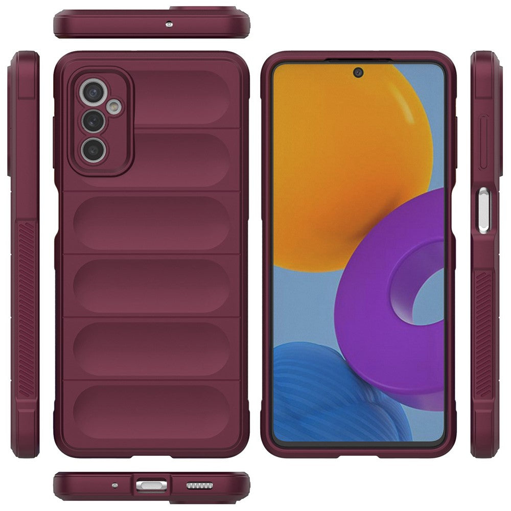 For Samsung Galaxy M52 5G TPU Shockproof Anti-slip Phone Case Precise Cutout Camera Protection Guardian - Wine Red
