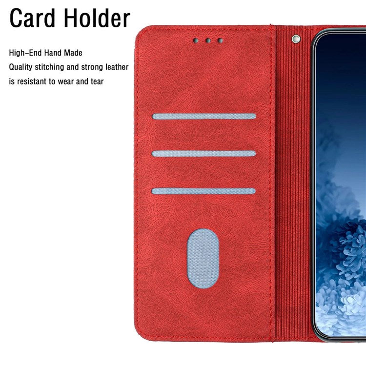 For Samsung Galaxy A52 5G/4G/A52s 5G Magnetic Clasp PU Leather Stand Mandala Flower Imprinted Phone Case Shockproof Mobile Phone Wallet Cover - Red