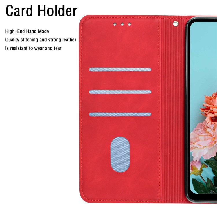 For Samsung Galaxy A73 5G Solid Color Shockproof Leather Phone Case Viewing Stand Protective Phone Cover - Red