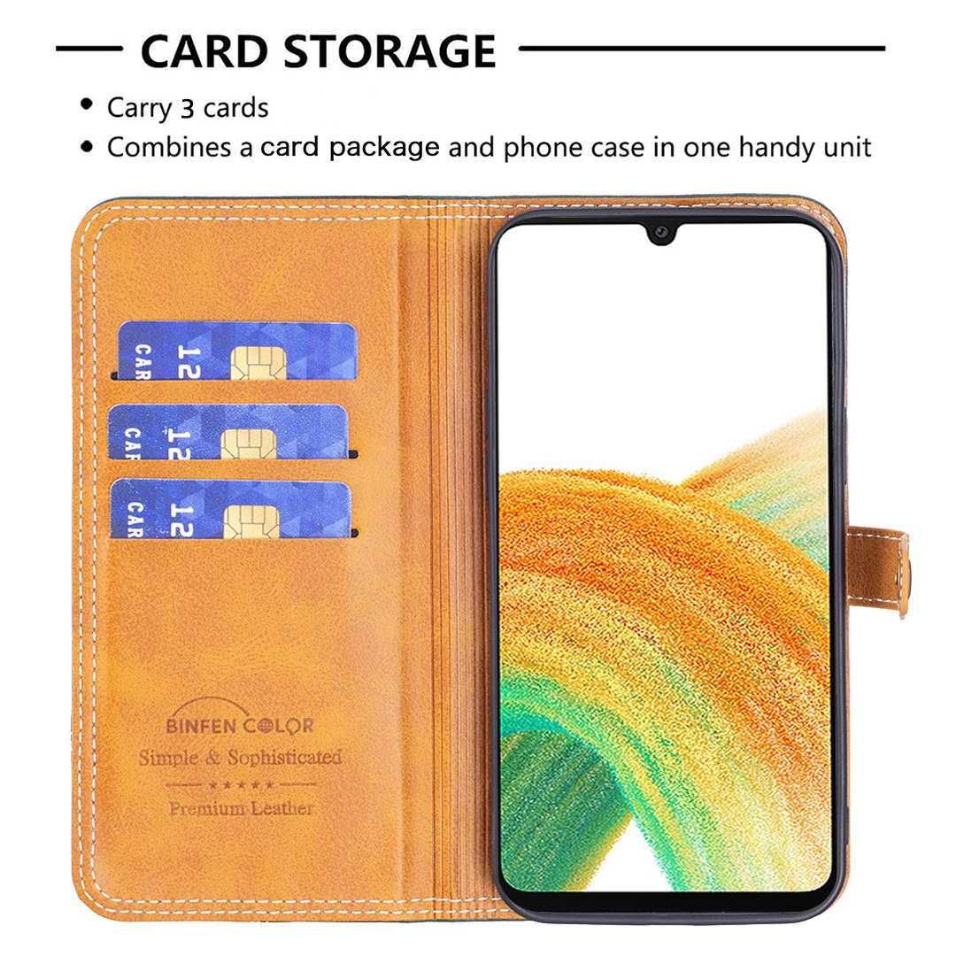BINFEN COLOR BF Leather Series-8 for Samsung Galaxy S20 FE/S20 FE 5G/S20 FE 2022/S20 Lite Phone Case 12 Style Double Stitching Lines Splicing Leather Precise Cutouts Phone Stand Cover - Green