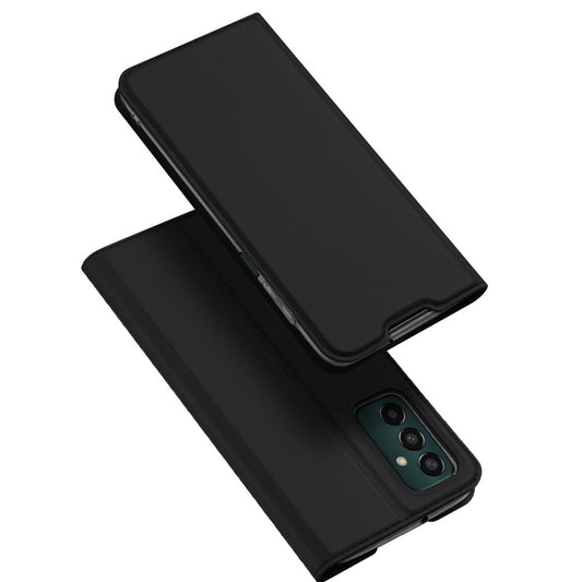 DUX DUCIS Skin Pro Series for Samsung Galaxy M13 4G Fully Wrapped Leather Case, Card Holder Stand Flip Phone Shell - Black