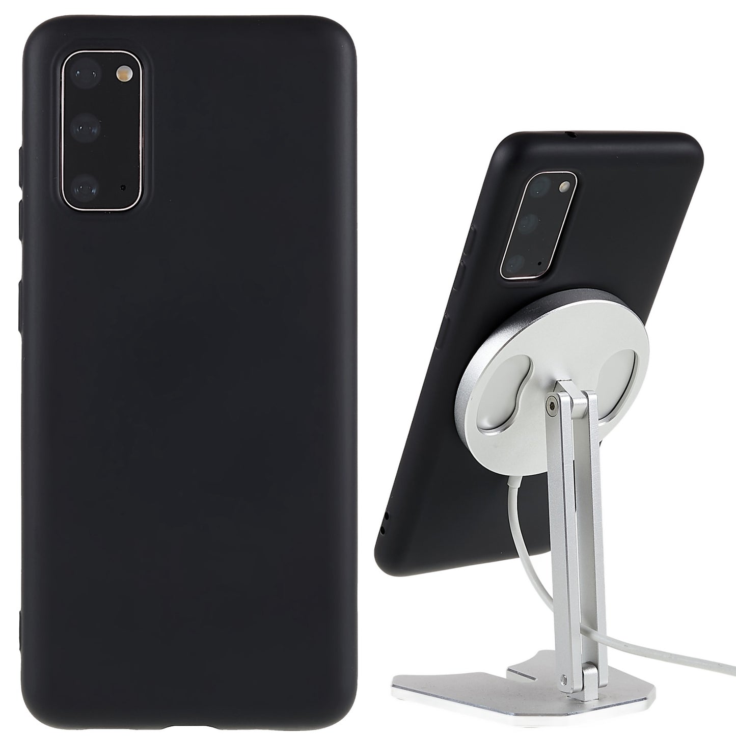 Liquid Series for Samsung Galaxy S20 4G / 5G Magnetic Case Liquid Silicone Soft TPU Scratch Resistant Cover - Black